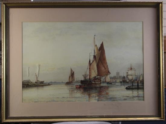 Frederick James Aldridge (1850-1933) An Old Sussex Port, 19.5 x 29.5in.